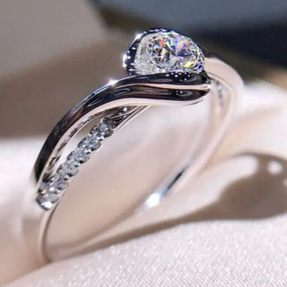 Womens CZ Wedding Engagement Ring